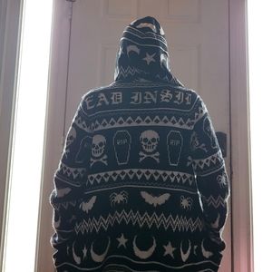 Hot topic dead inside spooky fair isle hooded cardigan